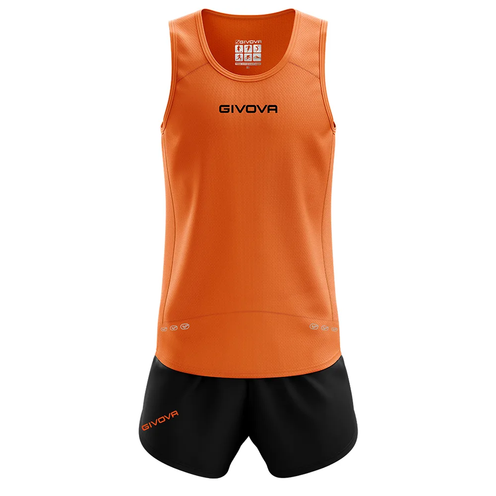 Set echipament atletism Givova New York, Portocaliu Fluo / Negru - imagine 1