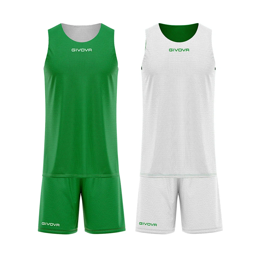 Set echipament baschet reversibil Givova Double, Verde / Alb - imagine 1
